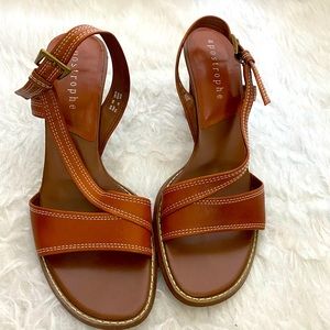 8.5M Apostrophe Dark Tan Slingback Sandals